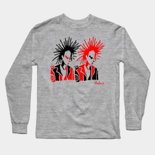 Punk Mates Red and Black by Blackout Design Long Sleeve T-Shirt